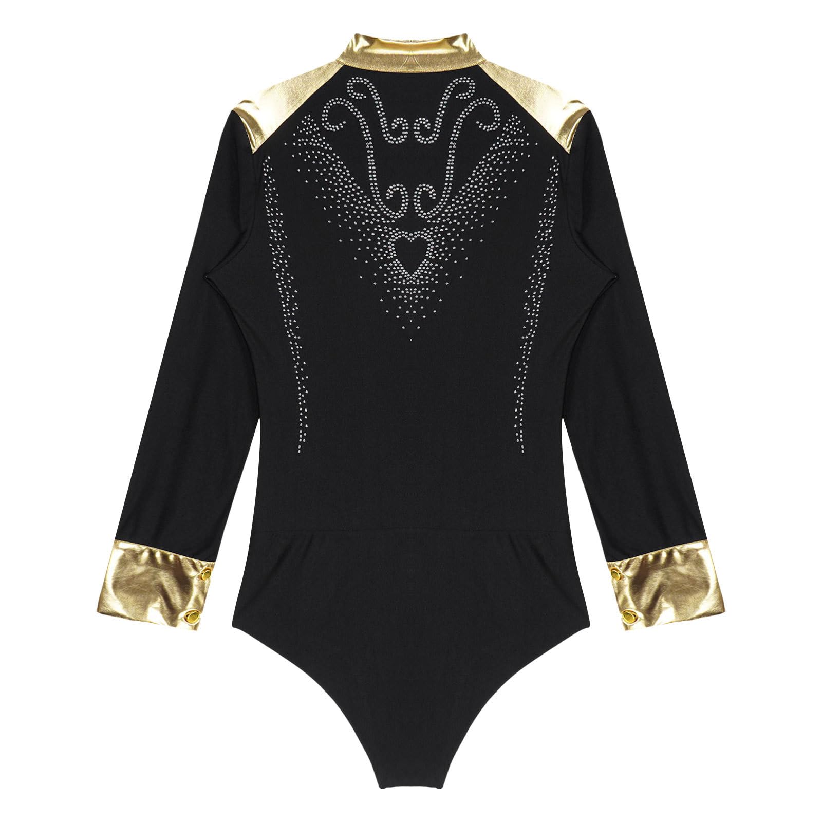 Sywiyi Body de baile estándar de manga larga para hombre, camiseta latina, salsa cha, camisa con cuello en V, disfraz de baile