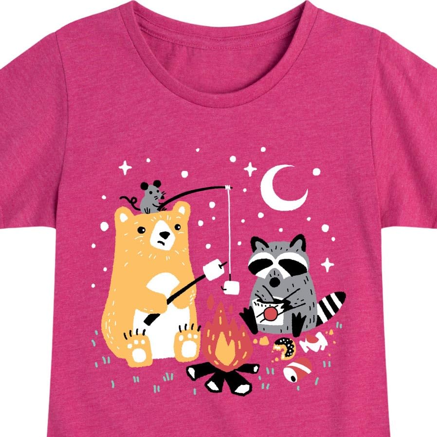 Instant Message - Animal Friendly Campfire - Toddler & Youth Girls Short Sleeve Graphic T-Shirt3