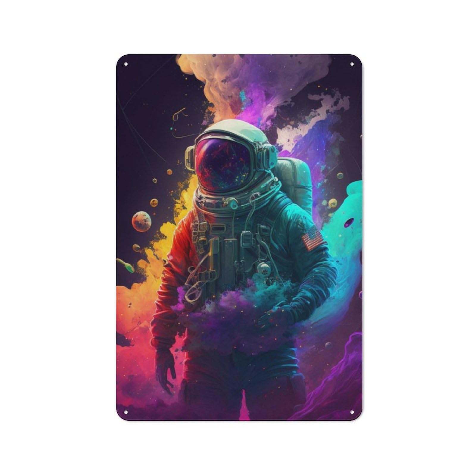 Junmoney Leak Astronaut In Space Classic Metal Wall Decor 30X20cm, Decorative Tin Plaque For Cafe, Pub, Workshop Or Home Bar
