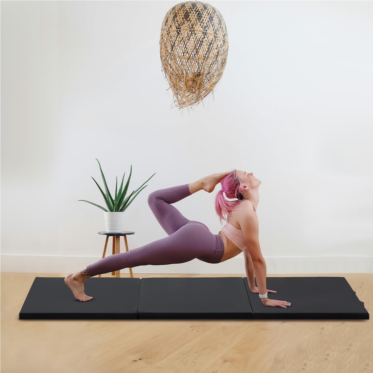 Tappetino Ginnastica Pieghevole 180x60x5cm | Pliabile a 3 Sezioni, Schiuma EPE e Pelle PU, Per Casa Yoga Pilates Arti Marziali Stretching, Con Maniglie