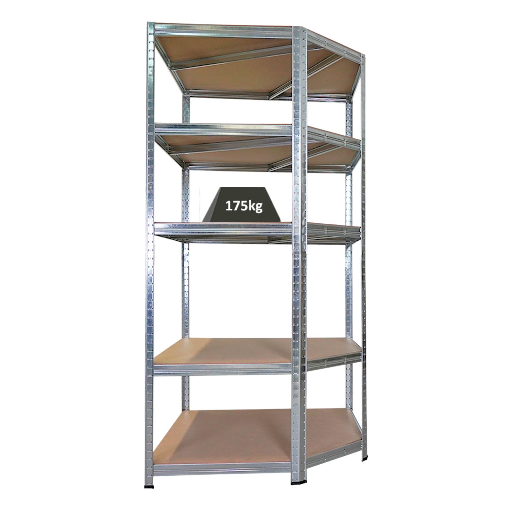 PROREGAL Etagère d'angle Ragnar | HxlxP 180x90x60cm | Charge Totale de 875kg | Galvanisée | Étagère de Cave, étagère enfichable