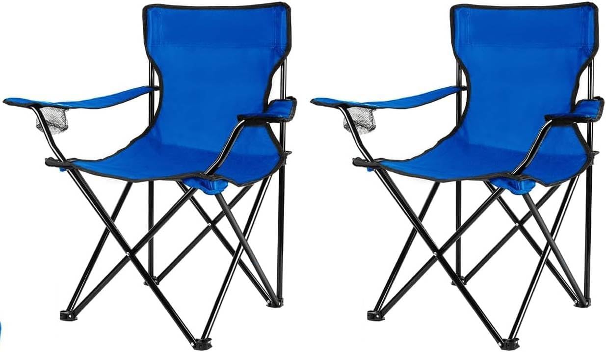 MOMENT Portable Folding Beach Chair Multi-Purpose Camping Chair for Adult, Lightweight Patio Lawn Quad Chair for Outdoor Travel Picnic Hiking Supports110kgs Load With Carry Bag [Random Color] (2PCS)