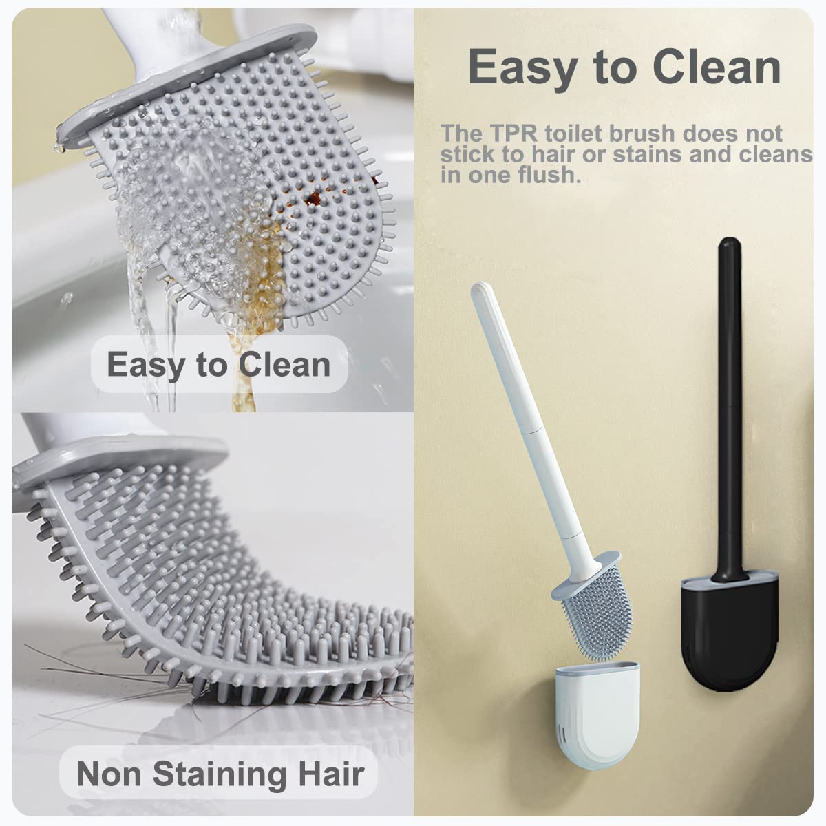 Scopino per WC e Set di Supporto, per WC da Bagno - Scopino per WC scopino per WC con Manico Lungo Set di spazzole per la Pulizia della Toilette per Uso Domestico