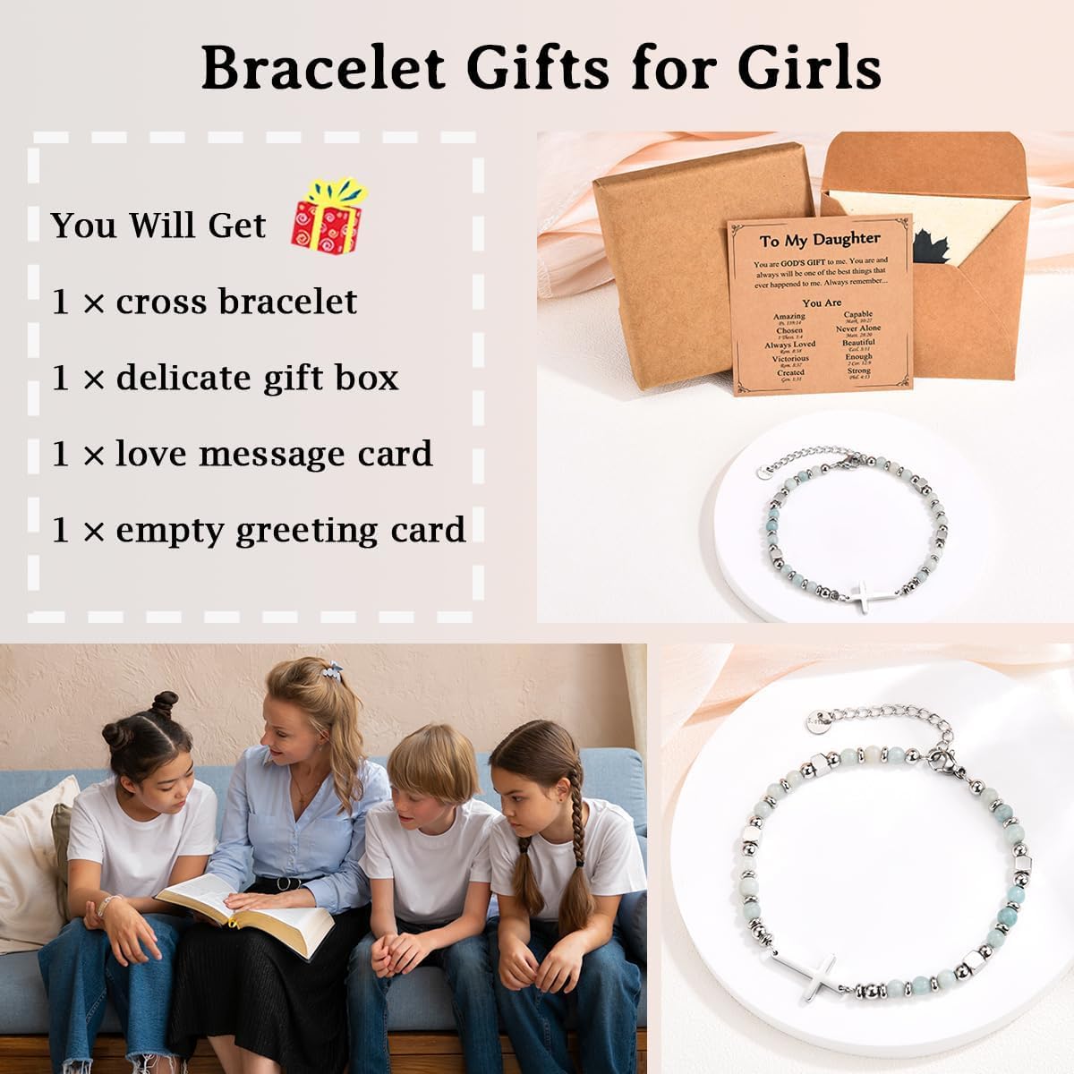 Religious Cross Bracelet for Women Girls, Christian Gifts for Daughter Granddaughter Sister in Christ Friend Niece on Birthday Christmas Easter Valentines Day Graduation - Image 4