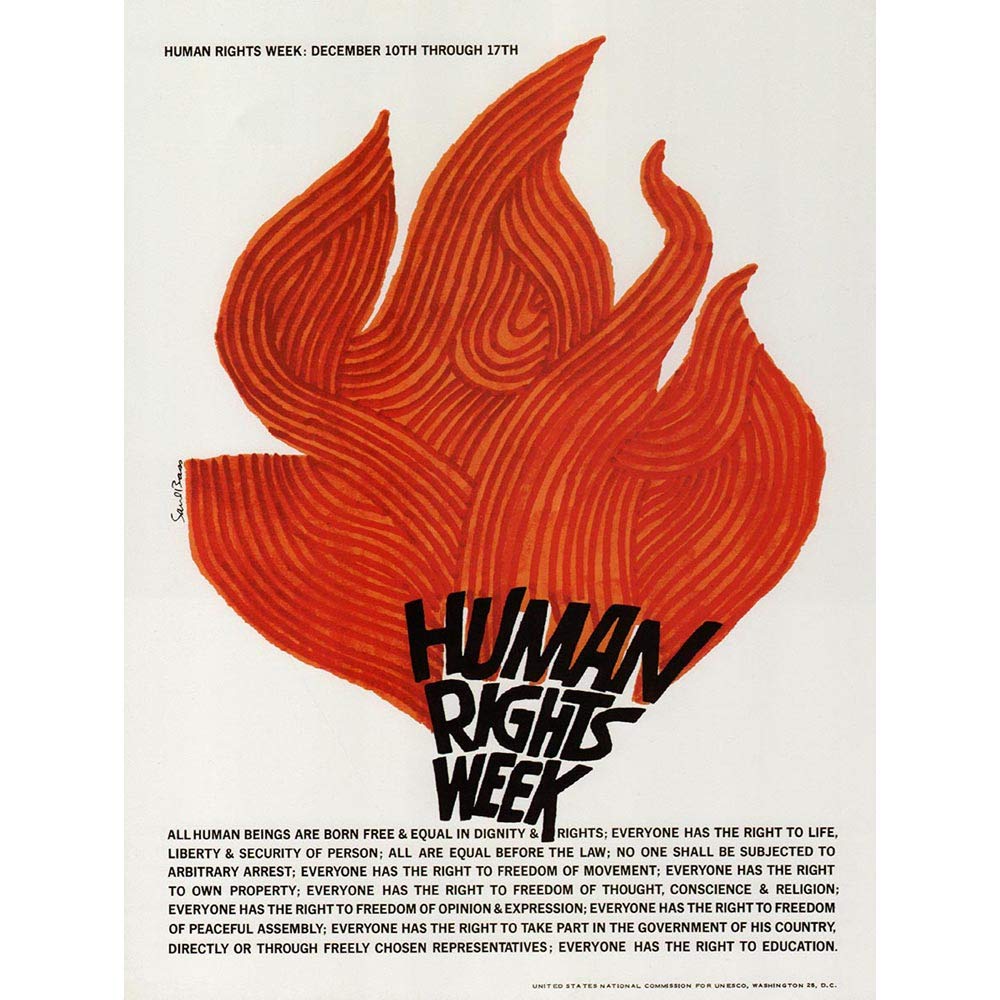 Wee Blue Coo Advert Charity Unesco Human Rights Flame USA Art Print Poster Wall Decor 12X16 Inch