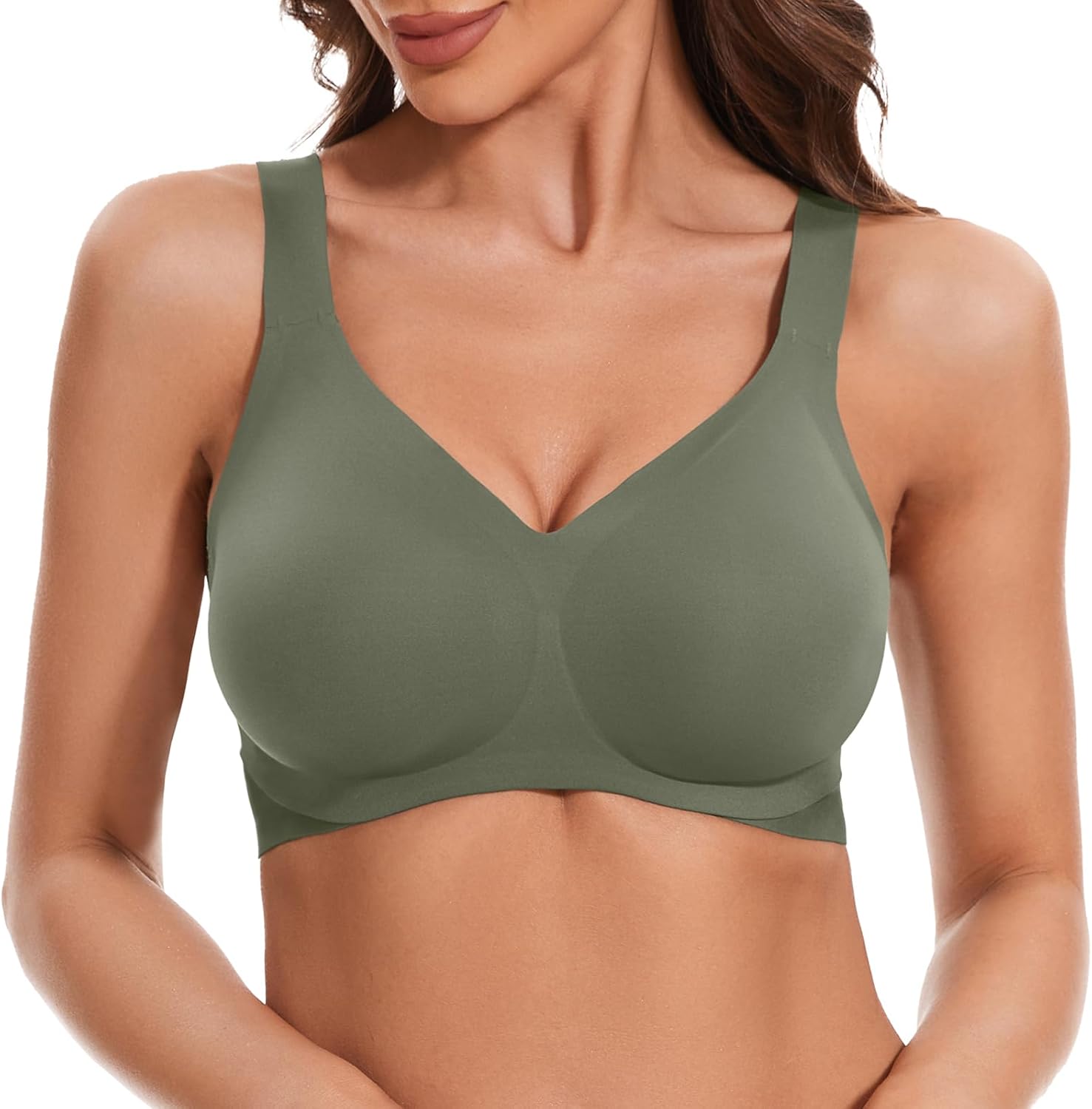 Padded Push Up Bra Comfortable Wireless Bra for Women No Underwire Full Coverage Seamless Bra with Support T Shirt Bra