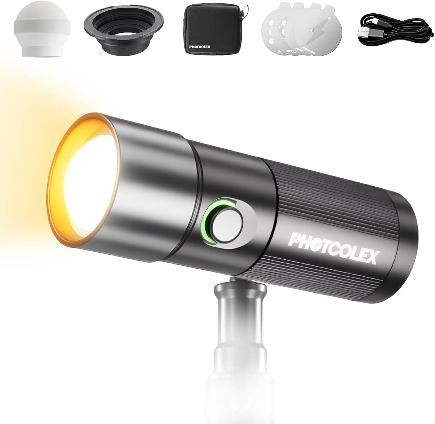 PHOTOOLEX 8400mAh Led Photography Flashlight with 4 Colors/10 Magnetic Pattern Gobos, Handheld Spotlight for Photography, 10W Rechargeable Fill Light for Photo, Content Creation, Video Recording