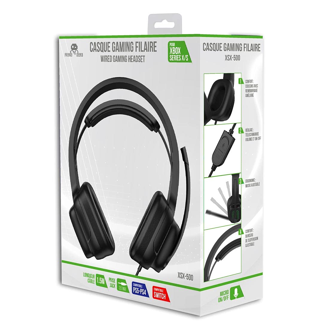 Cuffie Gaming XSX 500 Per Xbox, PS5, PS4, Switch E PC, Cavo 1,5m, Microfono Regolabile, Altoparlanti 40mm - 4