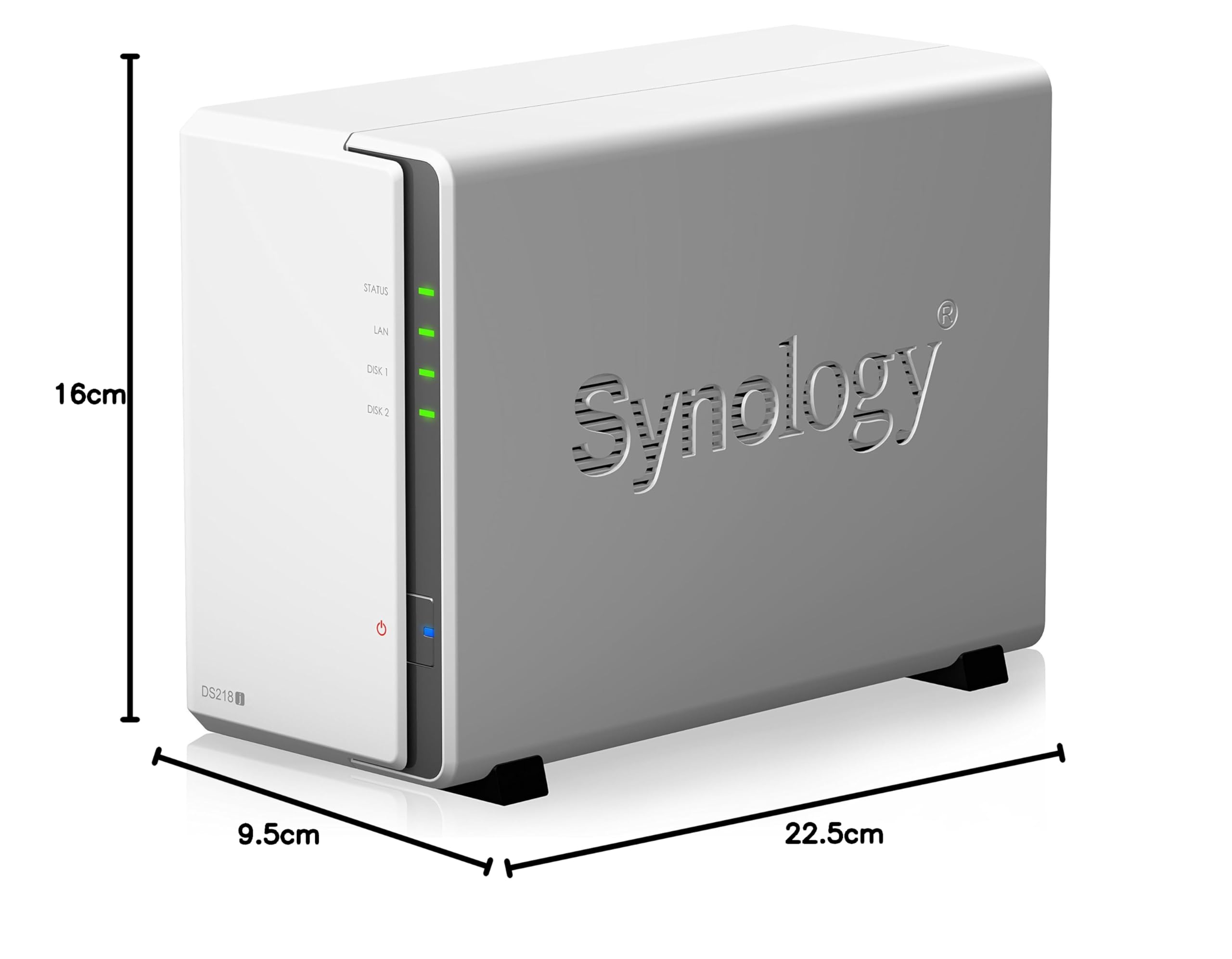 Synology, contenitore NAS, DS218J, 2 Bay, Desktop WD Red 4TB