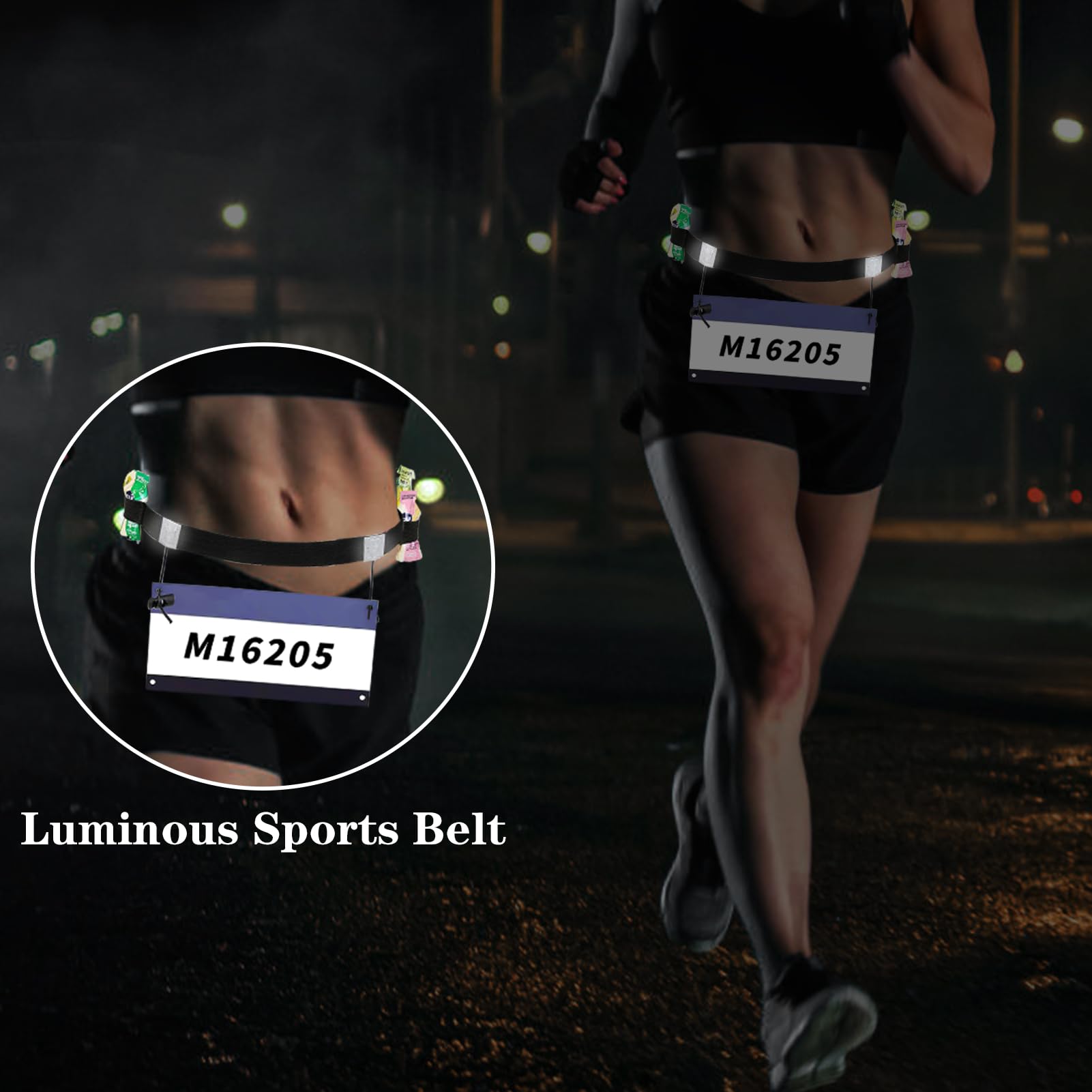 Porte Dossard, Ceinture Running, Numéro de Coureur, Ceinture Porte Dossard pour Course à Pied, Triathlon et Cyclisme - Légère, Ajustable, et Pratique sans Épingles (Noir)