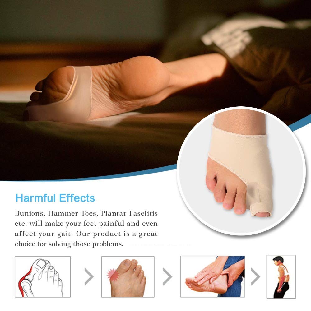 2PCS Ocieplacze na nogi Żelowe Rękawy Ochronne Silikonowe Rozdzielacze Palców Stóp Wsparcie Na Haluksy Pedicure Ortopedyczne,Ochraniacze na nogi