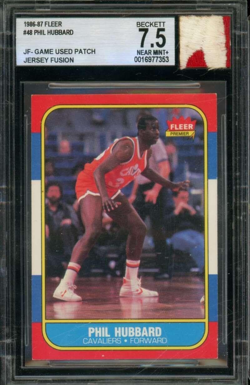 Phil Hubbard Card 1986-87 Fleer Game Used Patch #48 BGS 7.5 - Unsigned Basketball Cards