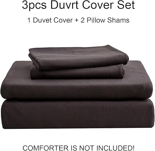 Miniatura 7 de PURE ERA Juego de funda de edredón de punto de jersey, 100% algodón, súper suave y cómodo, juego de ropa de cama de 3 piezas con cierre de