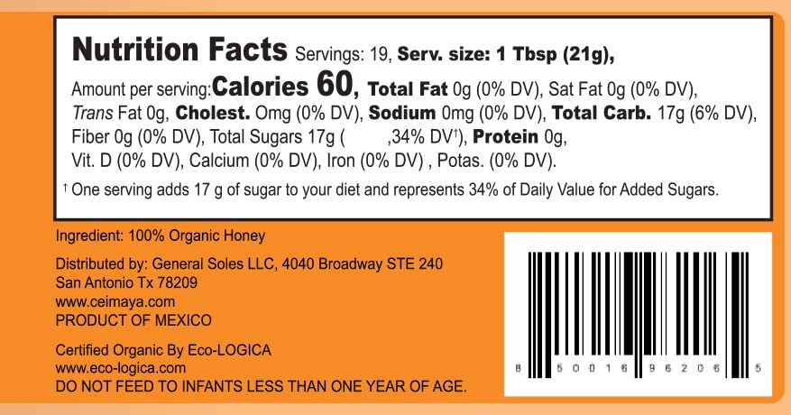 Miniatura 3 de CEIMAYÁ  Miel de bosque, flor de azahar, miel cruda pura, 100% orgánica y kosher  14 oz