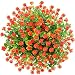 CQURE Artificial Flowers, Fake Flowers Artificial Greenery UV Resistant Outdoor Plants Eucalyptus Faux Plastic Shrubs Outside for Home Garden Porch Party Wedding Decoration 5 Bunches (Orange Red)