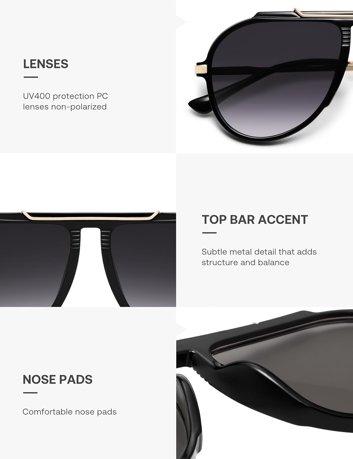 SOJOS Retro Oversized 70s 90s Aviator Sunglasses for Women Men Trendy Vintage Square Sun Glasses SJ2693 - Image 5