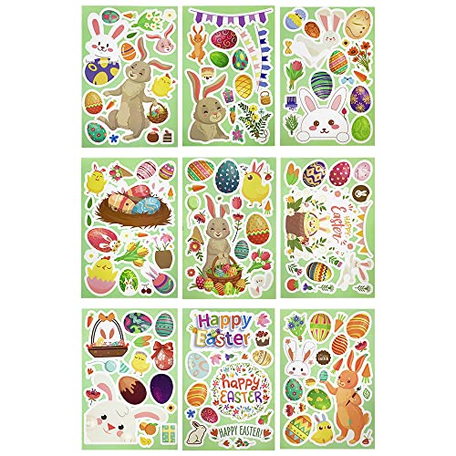 Easter Wall Stickers 150 Pcs Easter Eggs Bunnies Window Wall Decal Rabbits Vinyl Wall Decor Mural For Living Room Bedroom Home Nursery Wall Decorations #TOP4