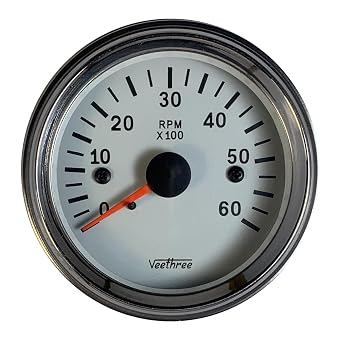 37289 Tachometer 60mm Electronic 0 6000 Chrome Bezel/White dial