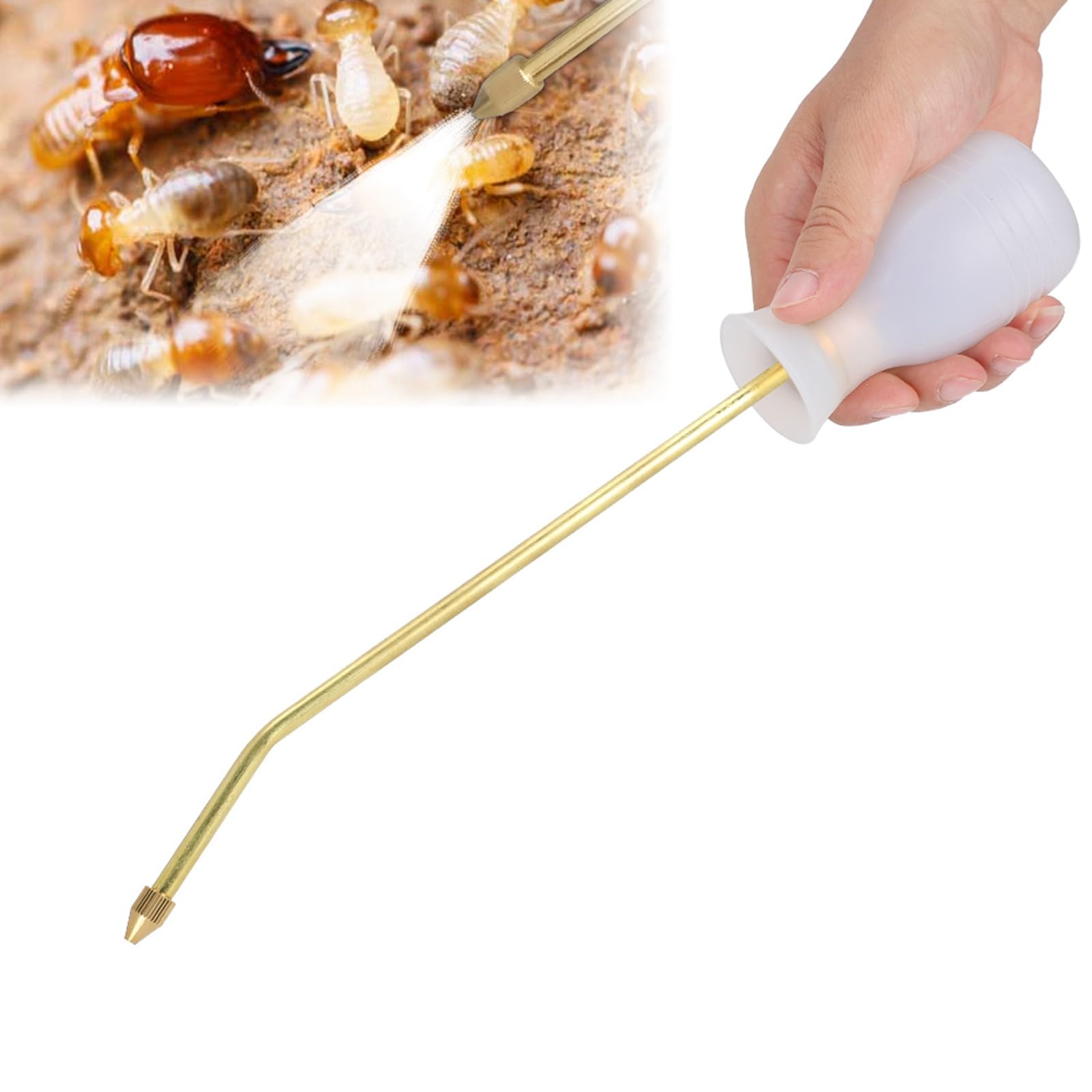 KIMISS Soplador de Polvo de Apicultura: Plumero Dedicado Acaricida con Cabeza de Cobre y Agarre de Silicona para un Control Efectivo de Plagas
