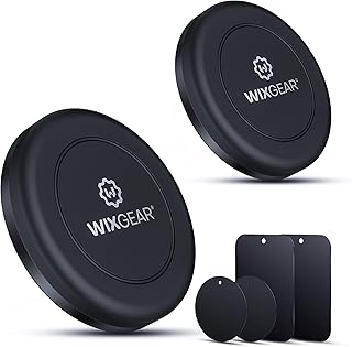 WixGear Universal Flat Stick On (2 Pack) Dashboard Magnetic Car Mount Holder for Cell Phones and Mini Tablets with Fast Swift-Snap Technology - Extra Slim
