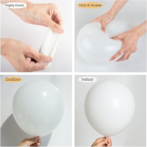 Miniatura 3 de Paquete de 150 globos blancos de diferentes tamaños, 18, 12, 10, 5 pulgadas, kit de arco de guirnalda de globos de fiesta de cumpleaños, baby