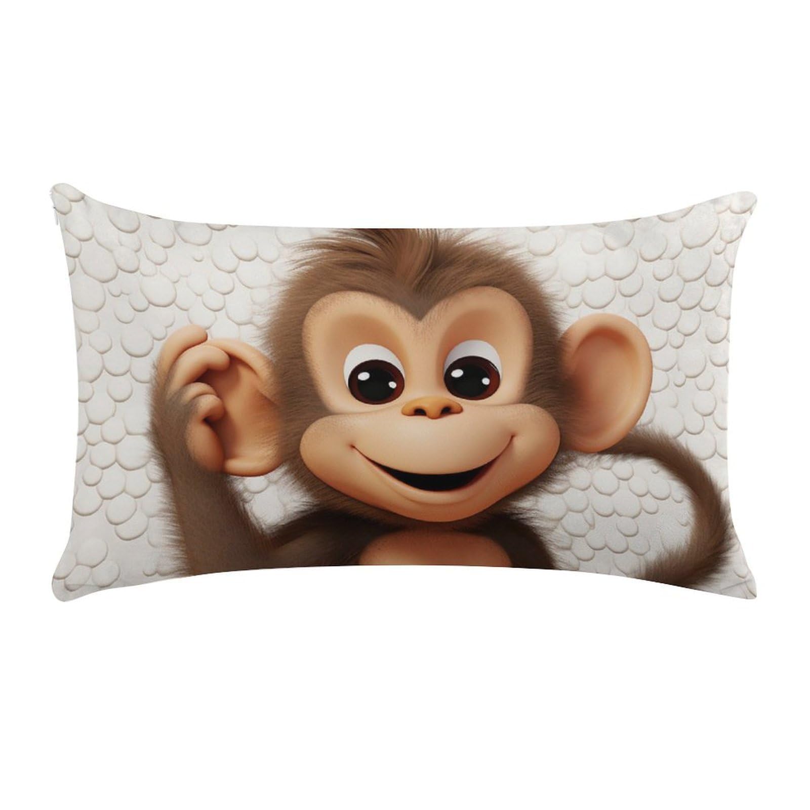 Cute Monkey Pillow Cases for Sofa, Super Soft Plush Pillow Cover with Zipper, Luxury Cozy Pillow Shams for All Seasons, Lightweight Pillowcases for Bedroom, 12" X 20"