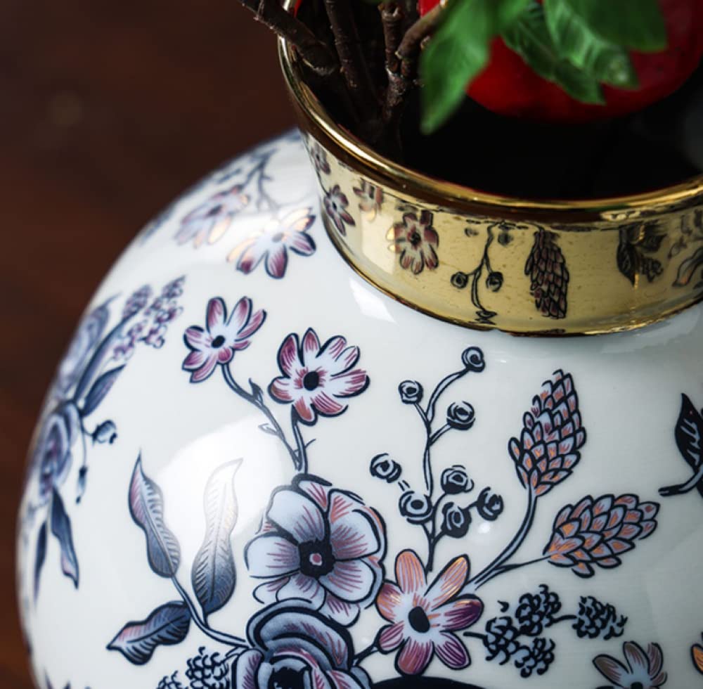 Jarrón de cerámica Chino, jarrón Chino Grande Blanco, jarrón de Flores de Porcelana, jarrones de cerámica Antiguos Chinos, jarrón Decorativo Tradicional-A High 37 cm