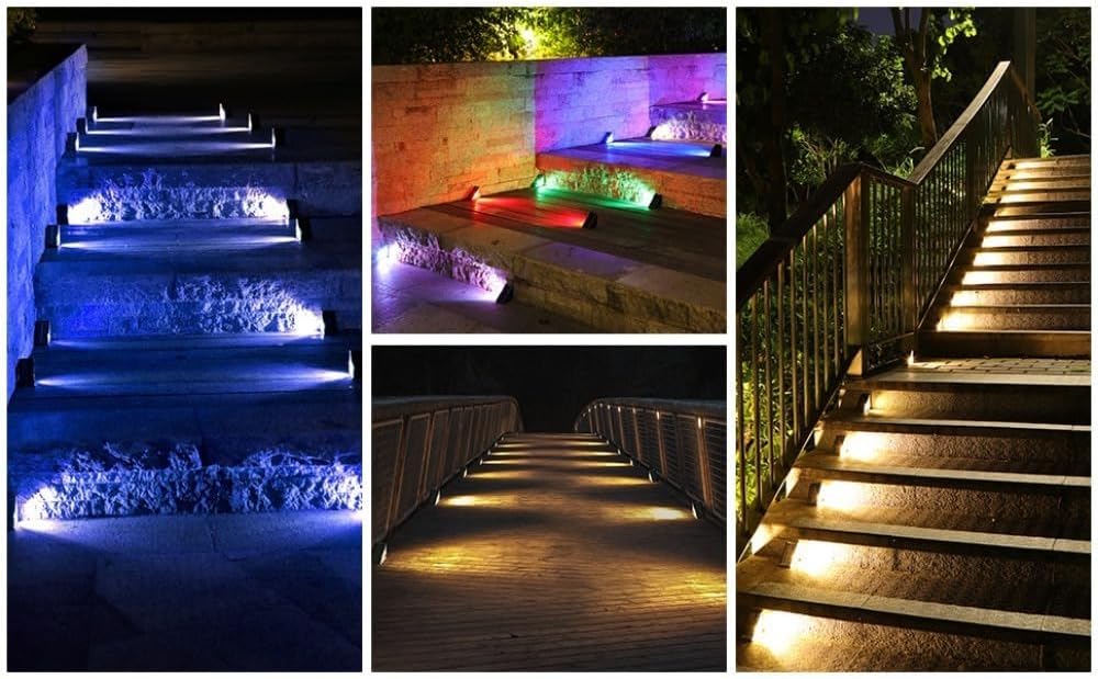 Solar Step Lights Outdoor, Multicolor fixed color multi-mode, 30H Runtime, IP67 Waterproof, LED Pathway Lights for Garden, Stairs, Deck, Patio