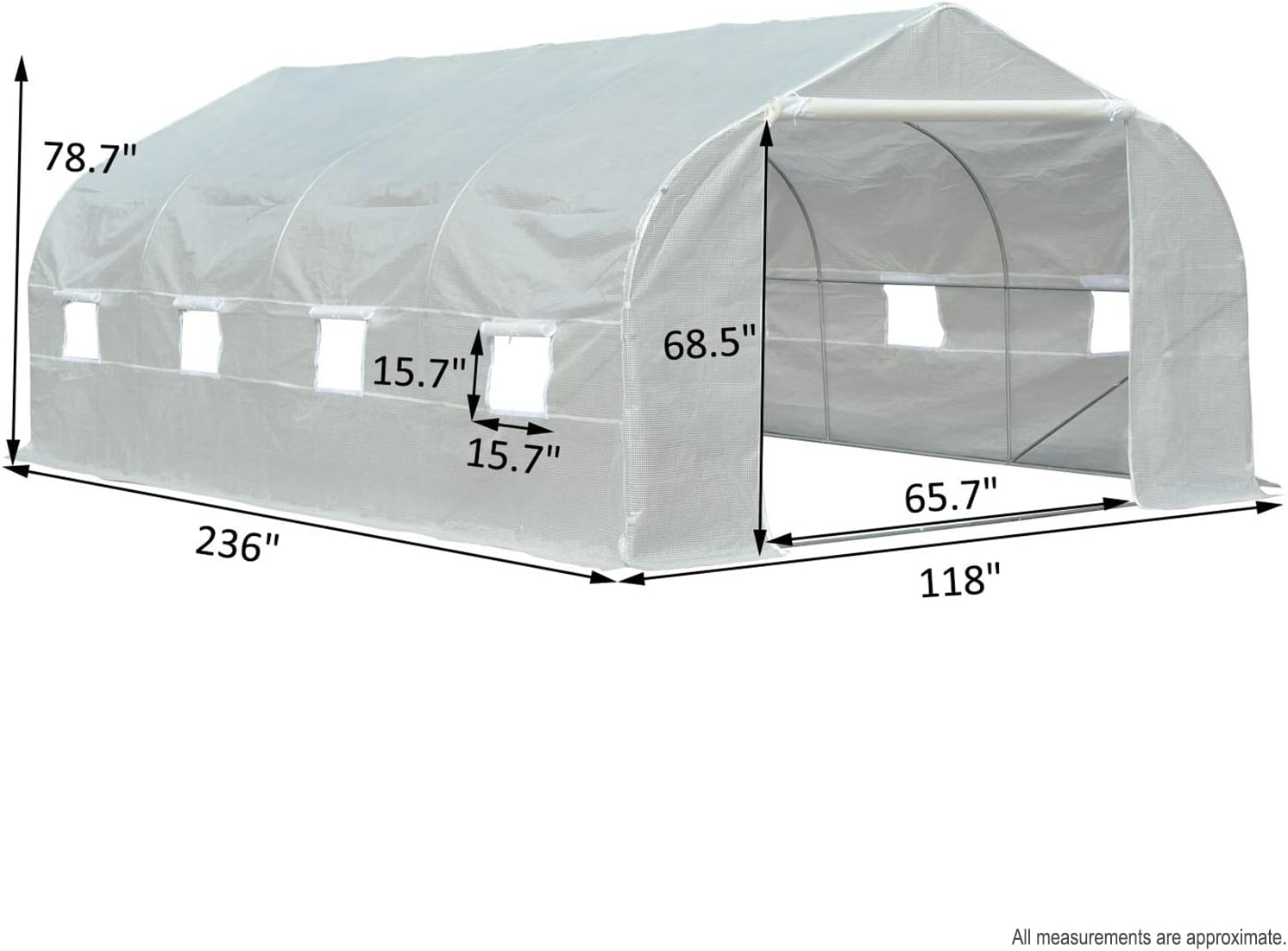 KapscoMoto Large 20ft Portable Greenhouse Outdoor Walk in Green House Hothouse for Fruits, Vegetables, Plants, and Flowers - 20ft L x 10ft W x 7ft H