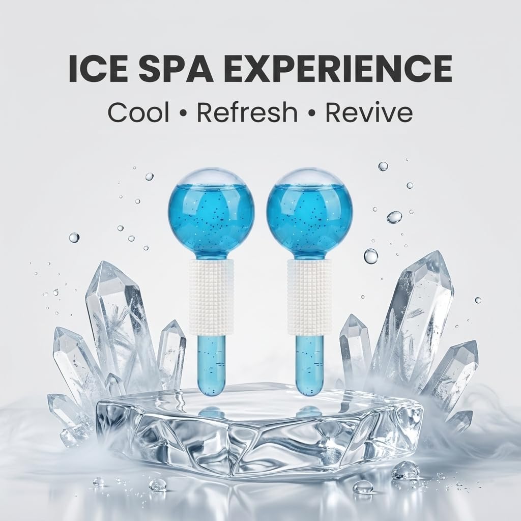 Ice Globe Facial Roller Set of 2, Cooling Face Massage Balls, Reduces Puffiness, Soothes Skin, Under Eye Refresh