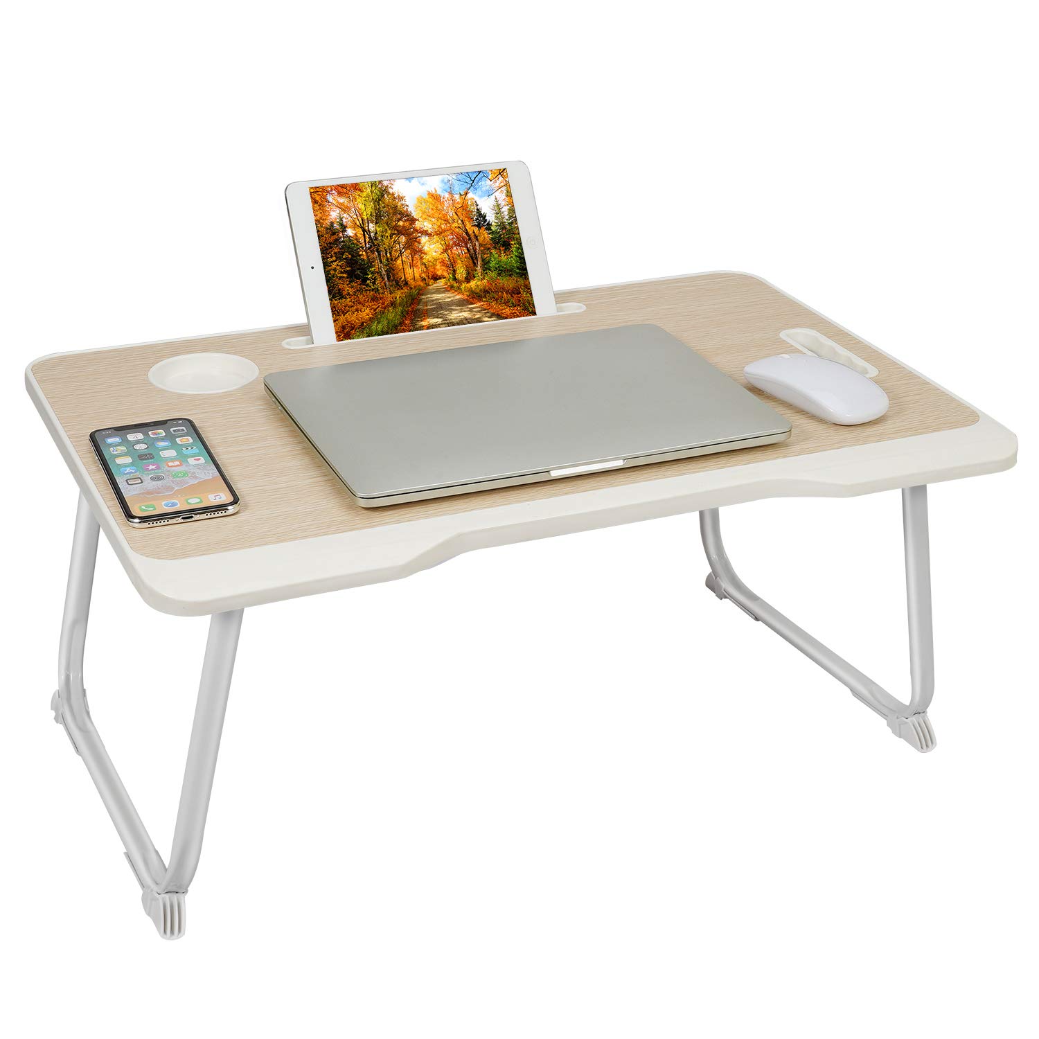 Laptop Bed Tray Table,Foldable Lap Desk Stand with Cup Holder Home Office Lightweight Table for Eati