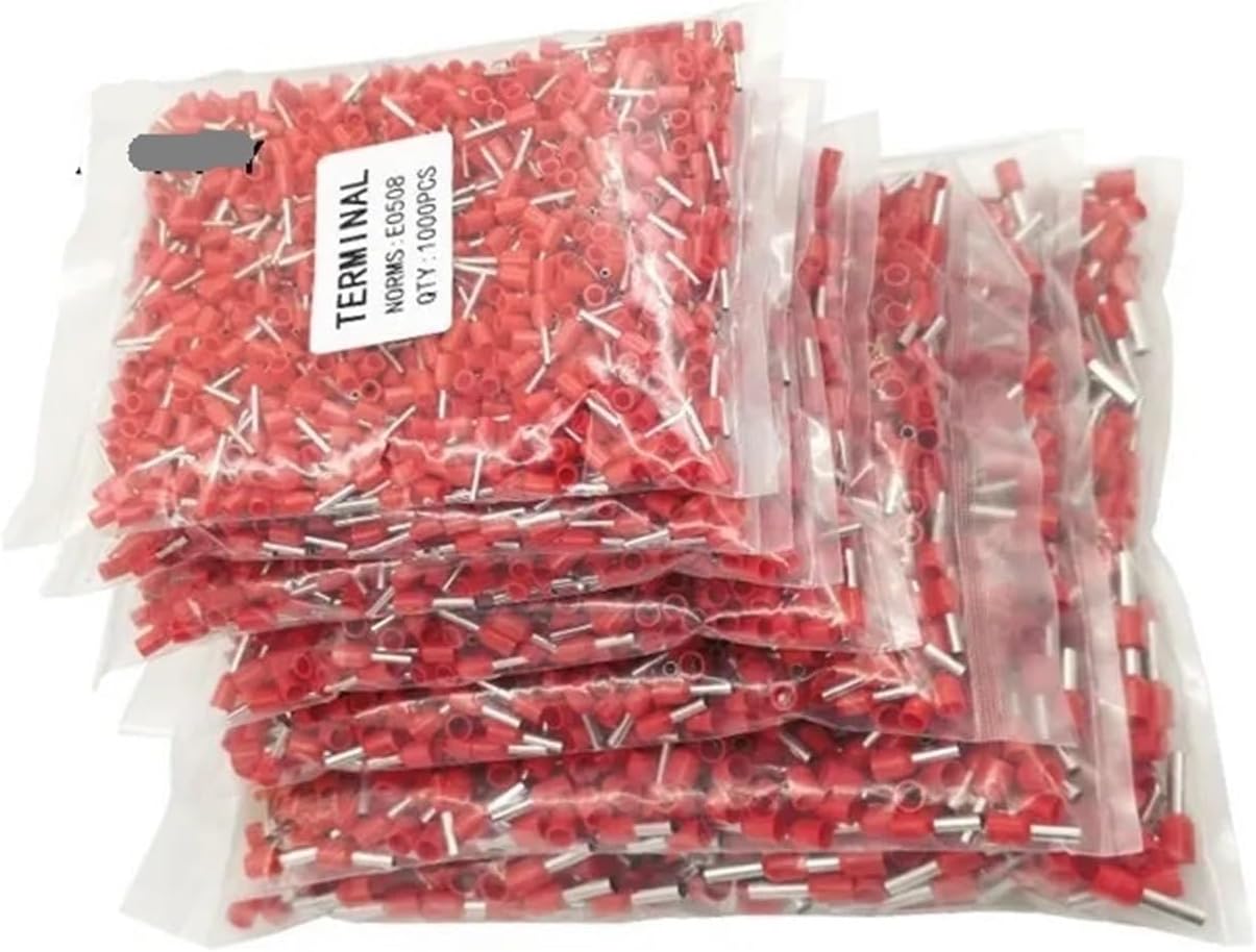 1000pcs/Pack E0508 E7508 Wire connectors Insulated Ferrules Terminal Block Cord End Wire Connector Electrical Crimp Electronic Starter Termin(1 Pack Black,E4009)