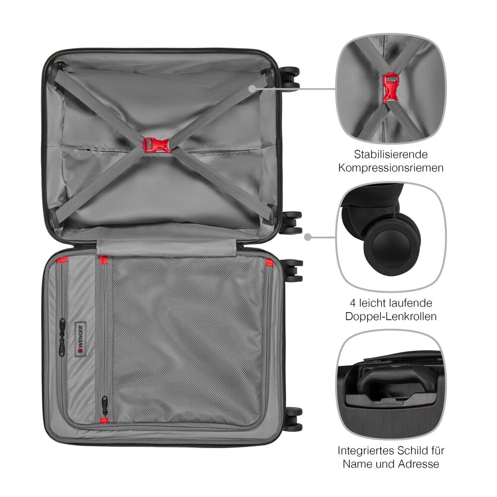 WENGER Pegasus S Hartschalenkoffer, S, Trolley, 39 (44) l, Sicherheitsschloss, Damen Herren, Reisen Urlaub