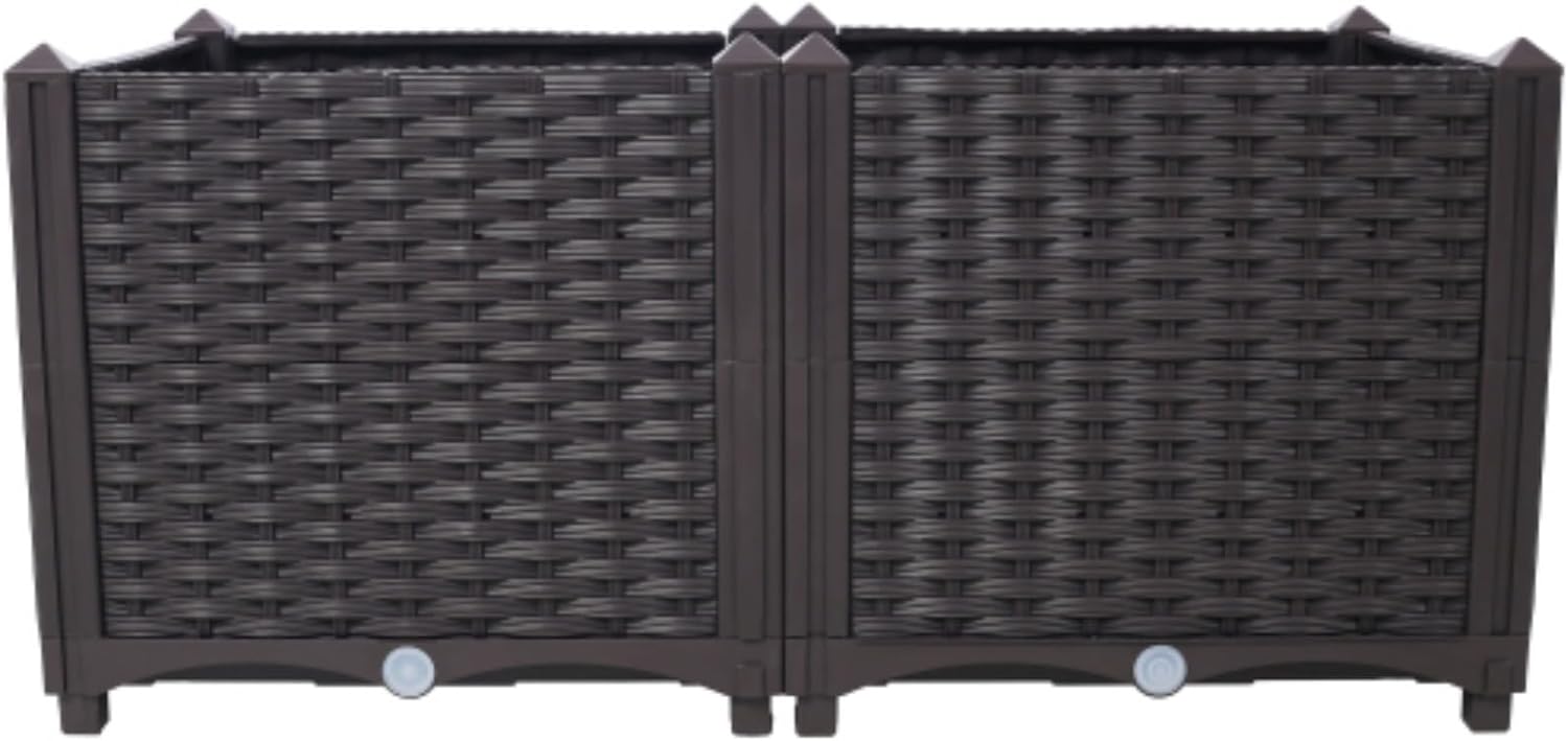 Deep Raised Planters, Garden Boxes, Plastic Planters for Vegetables, Flowers, Herbs and Succulents, for Planting Flowers, Herbs and Vegetables, 31.5" L X 15.7" D X 14.7" H
