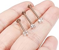 Vista 6 de Kridzisw - Piercing para lengua, acero inoxidable 316L, 0.56oz, circonita cúbica transparente, 0.157in, incrustada, 0.551in a 0.748in, longitud