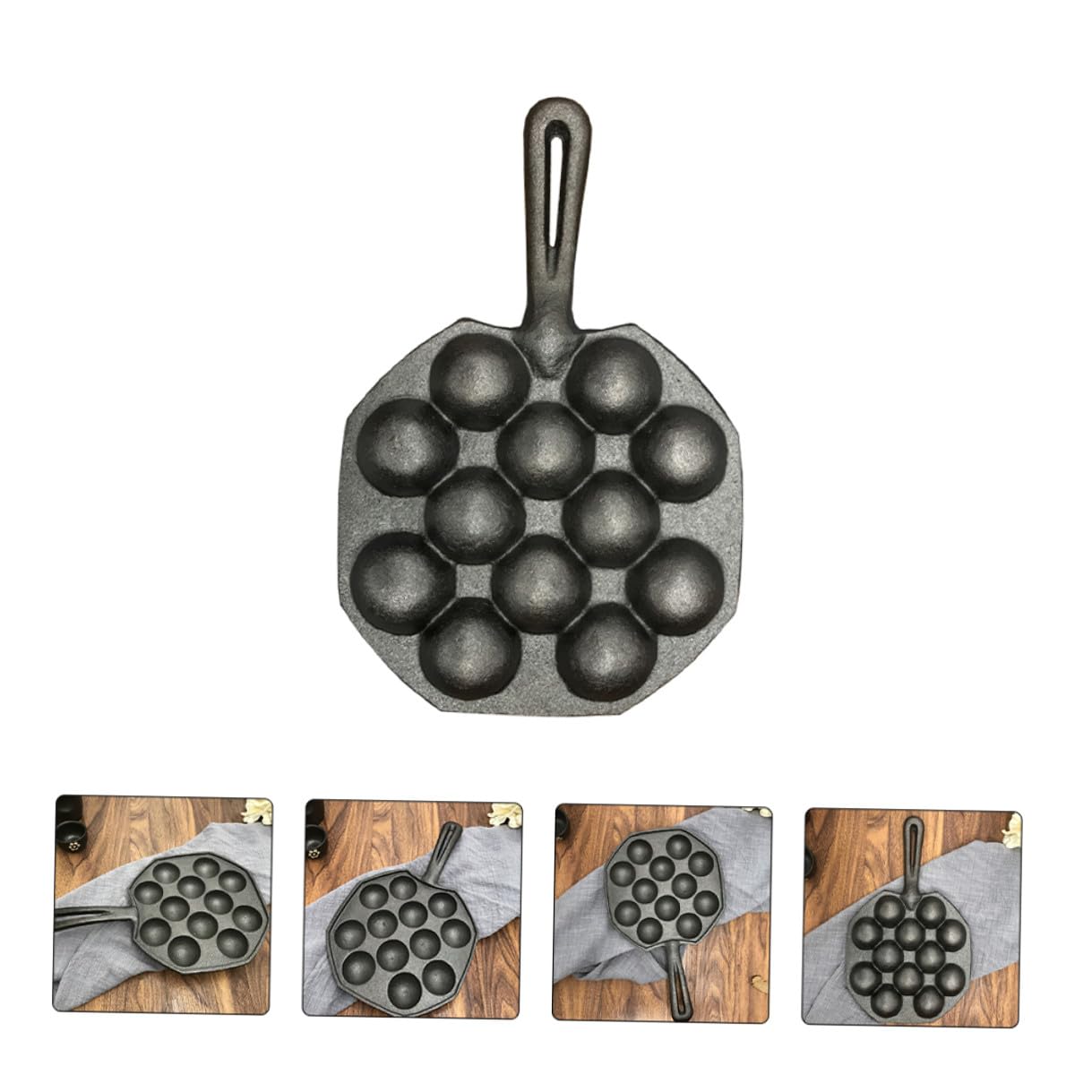 VICASKY Takoyaki Kochblech 2 Stück aus Eisen, Schwarz, Anti Rost | Gleichmäßige Wärmeverteilung, für Zuhause und Küche, Praktische Schnecken Backform