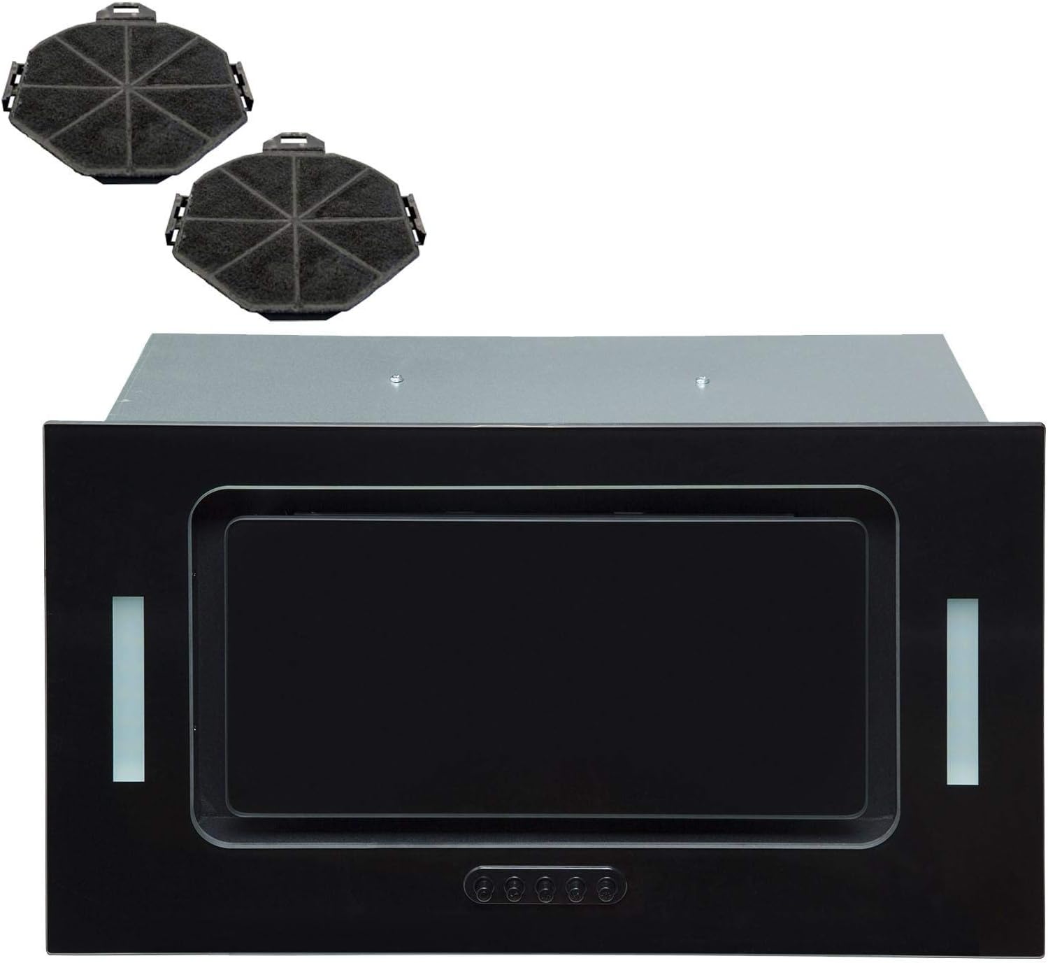 SIA UCG52BL 52cm Black Glass Built In Cupboard Cooker Hood Fan Extractor +Filter