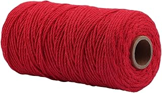 長さ100m、幅3mmのコットンロープ糸、天然無染色、赤、編み込みマクラメクラフト作り用