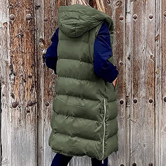 Down long vest with hood Outlet