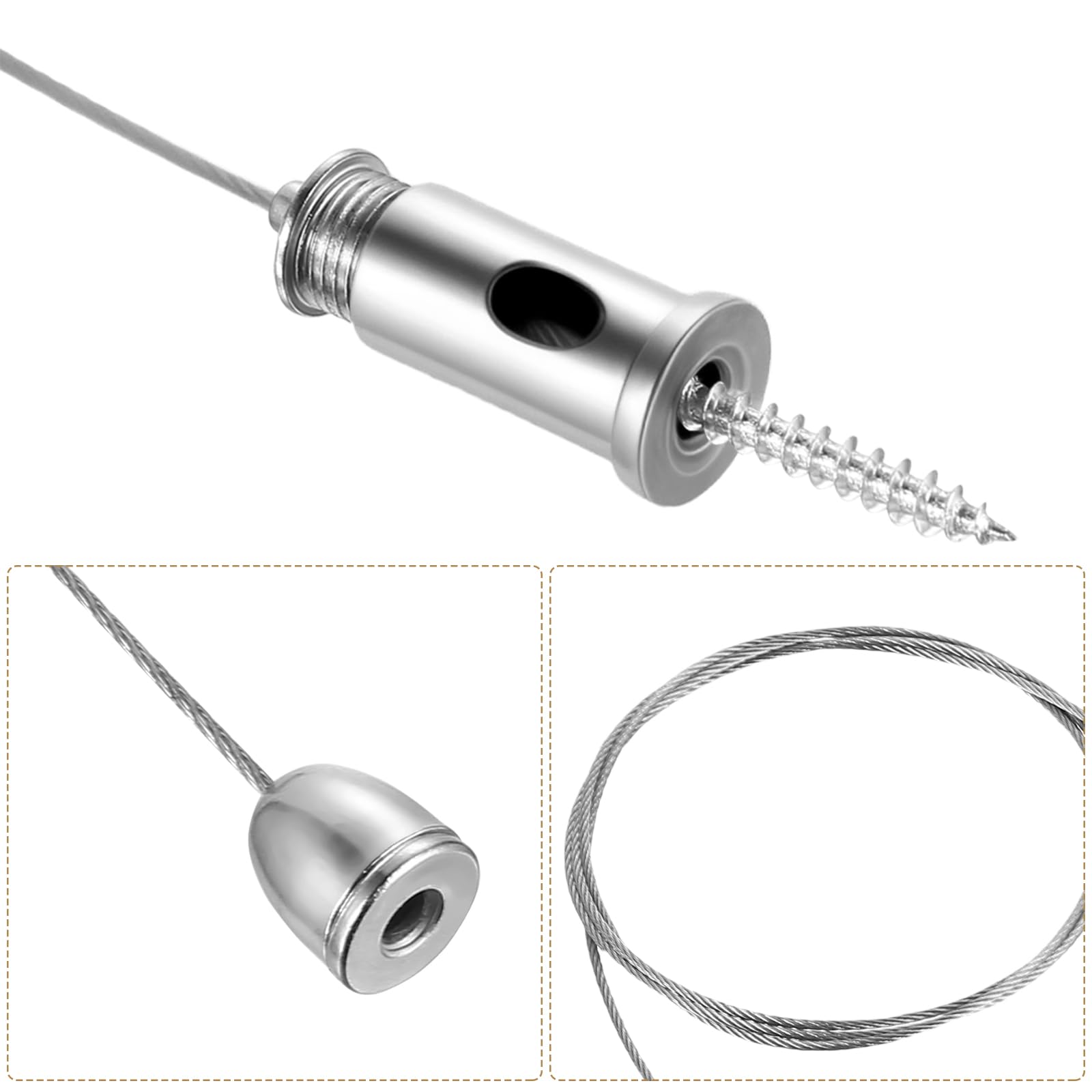JaneYi 4 stuks 1,5 mm x 1 m touwophanging roestvrij staal staalkabel hangende ophanging draadkabel ophanging plafond draad kabel voor led-lamp paneel plafondverlichting bevestiging