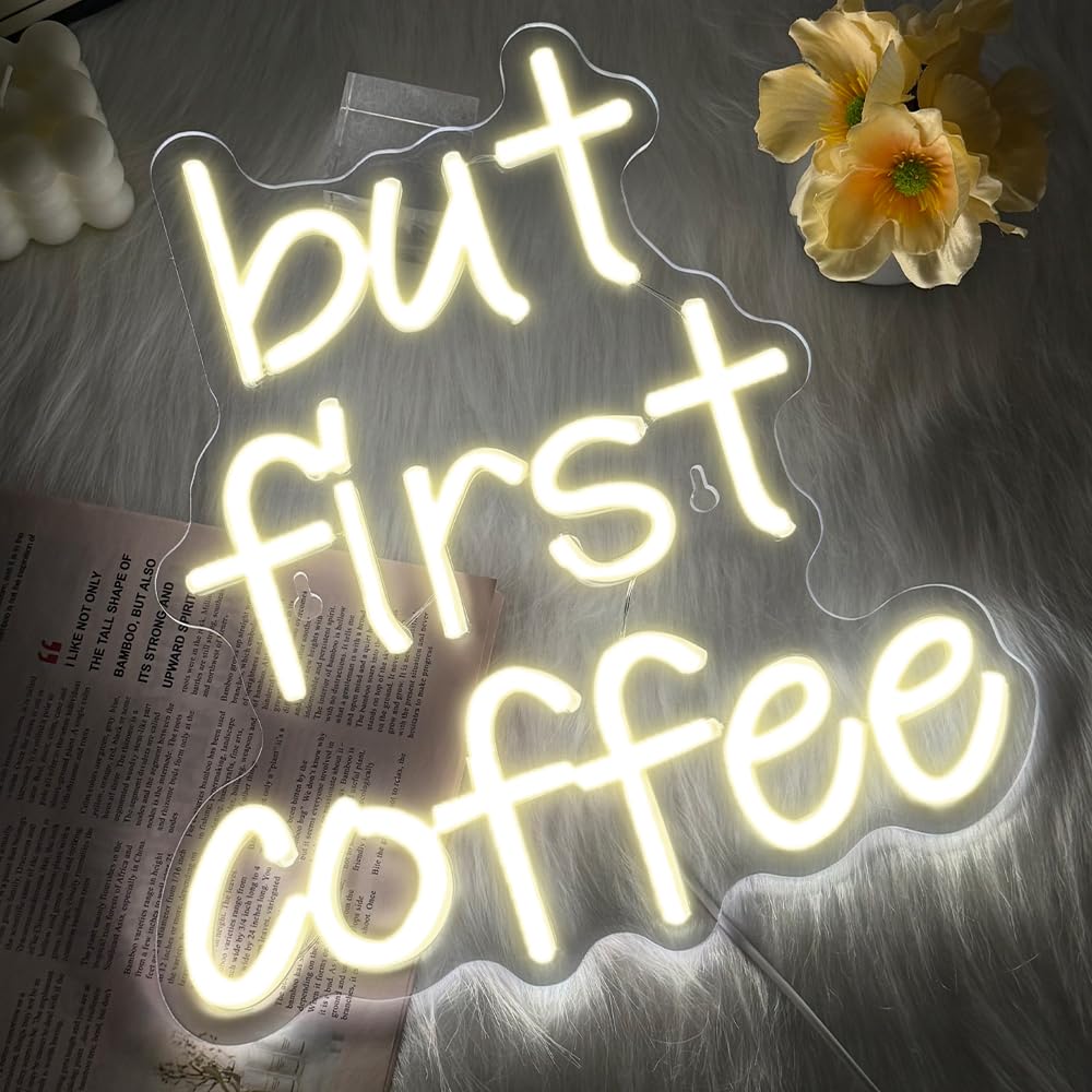 RuCvixkt But First Coffee Neon Sign- Coffee Bar Led Neon Sign for Business Neon Led Light Accessories Light Up for Wall Decor USB Powered Bright Shop for Art Decor Party - Image 2