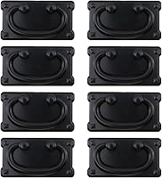 Vista 7 de 5 unidades de tiradores horizontales de 3 pulgadas de gabinete rectangular de anillo de caída de cajas tiradores de aleación de zinc mango