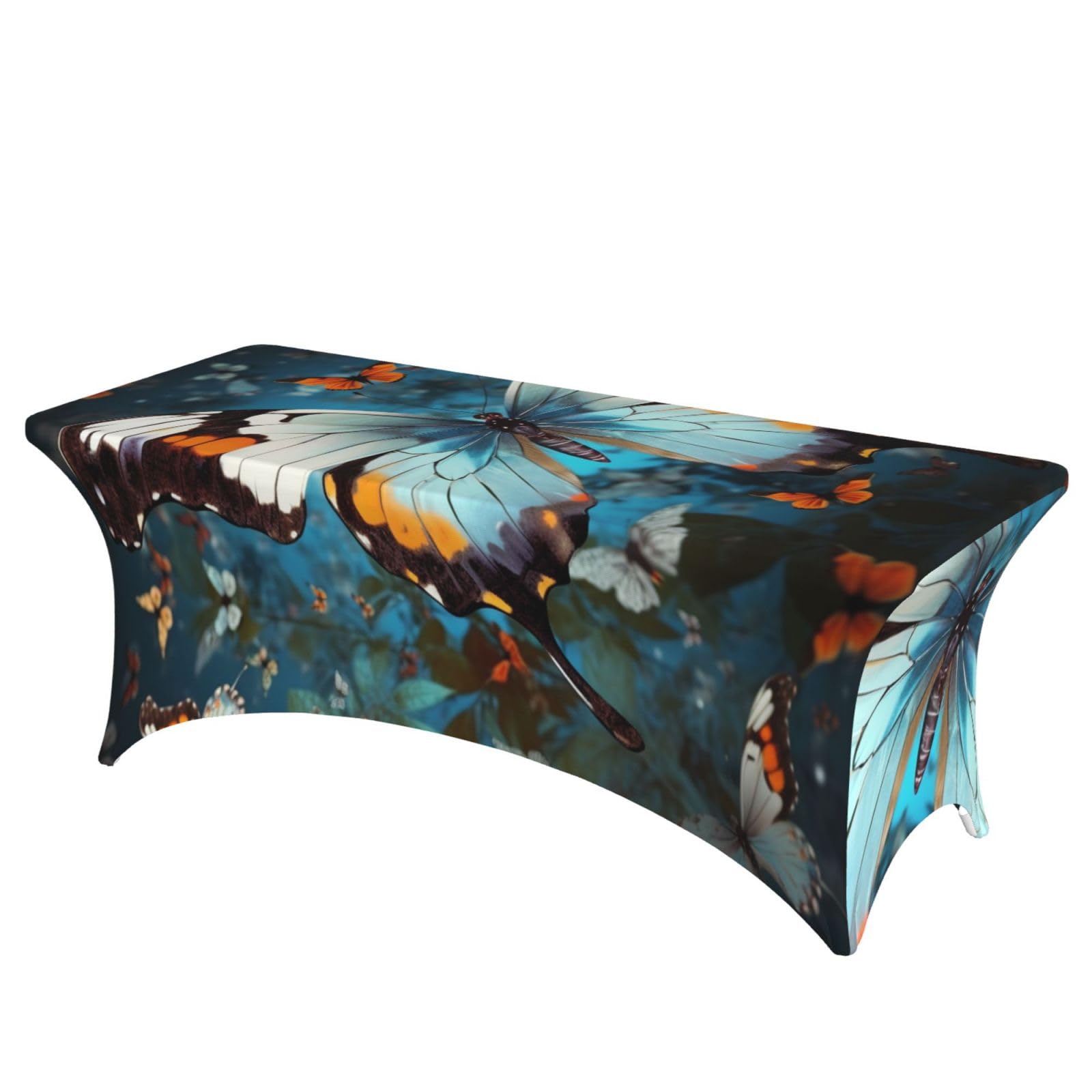 Nappe papillon pour tables rectangulaires de 1,8 m en élasthanne ajustée