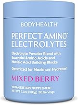 BodyHealth PerfectAmino Electrolytes Powder No Sugar, Keto Sugar Free Fasting Electrolytes Drink Mix, Hydration Powder with Trace Minerals - Mixed Berry - 30 Servings