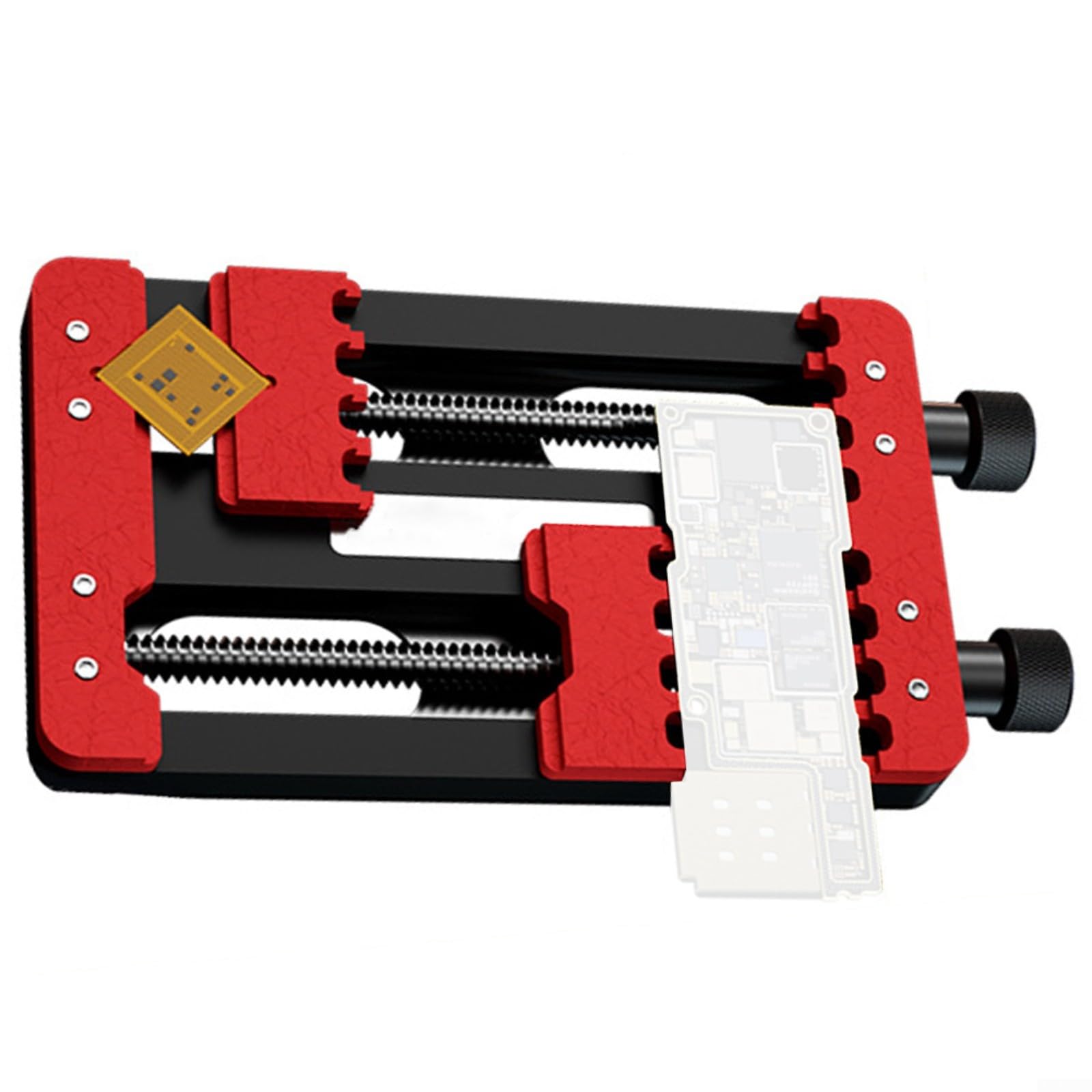 Metall PCB Fixierwerkzeug mit Doppel-Lager Mechanismus für Motherboard Reparatur, Soldering Clamp für IC Chips, 155x80x20mm, Rot/Schwarz