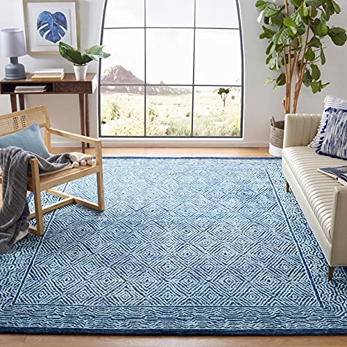 SAFAVIEH Capri Collection 7' Square Navy CPR217N Handmade Premium Wool Area Rug