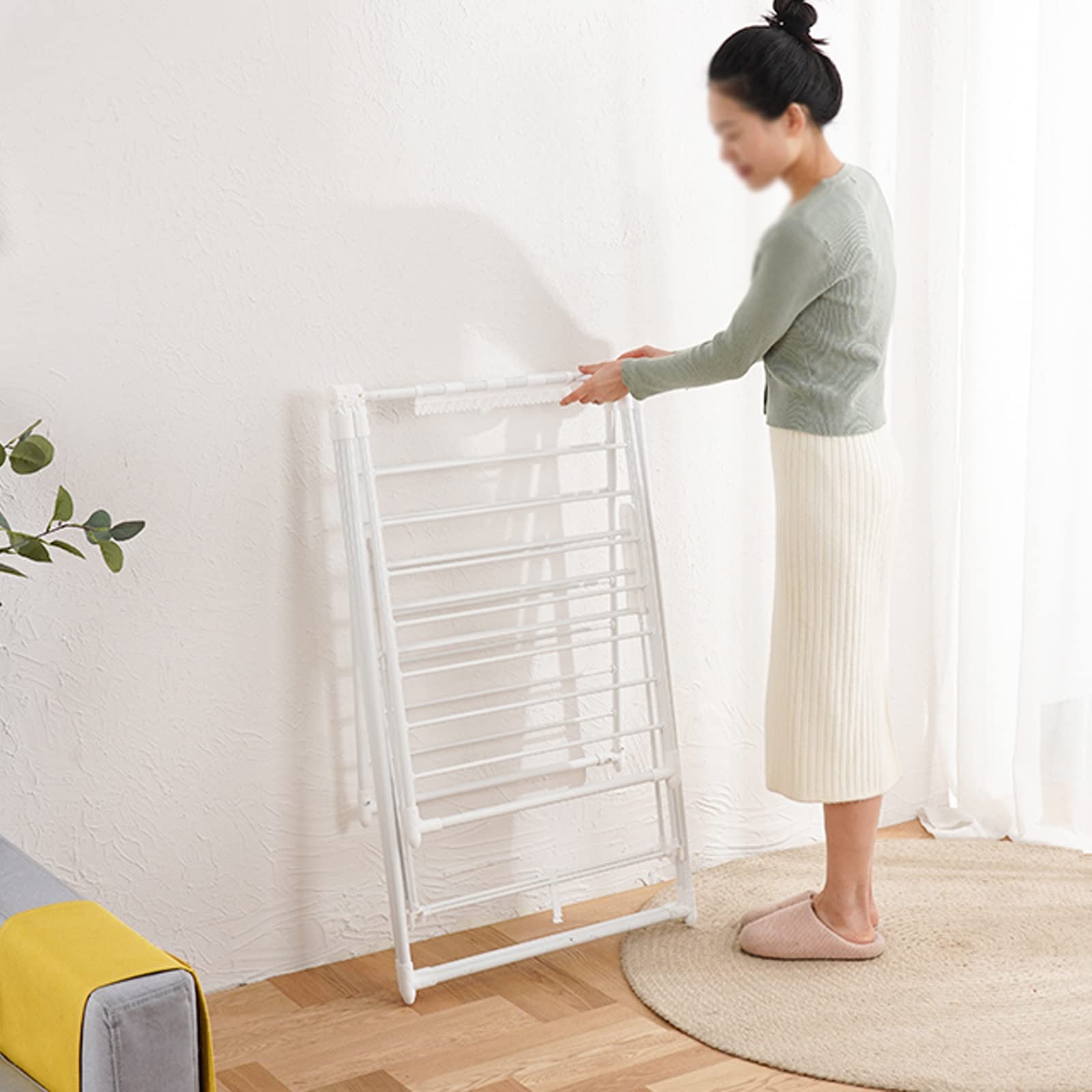 Tendedero plegable para ropa, portátil, plegable, para ahorrar espacio, pintura de acero al carbono, estantes de lavandería portátiles plegables para secar ropa, toallas, ropa de cama, tendedero de