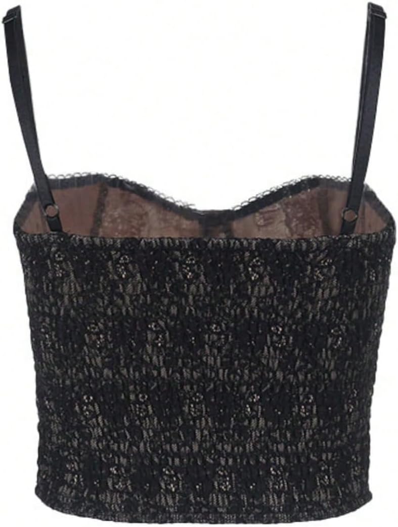 SOLY HUX Women's Lace Corset Tops Y2k Spaghetti Strap Bustier Going Out Cami Crop Top - Image 2