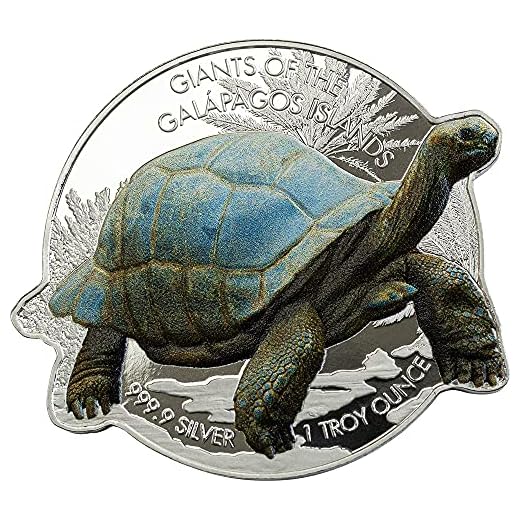 Tortoise Giants Of The Galapagos Island 1 Oz Silver Coin 2$ Solomon Islands 2021 Mynt