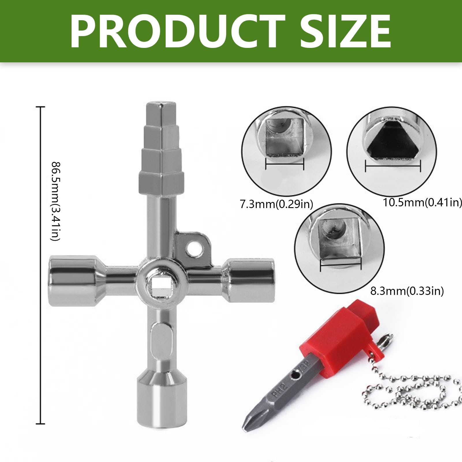 Chiave Universale Per Contatori Apkpesterml 2 Pezzi Contatore Multifunzionale 4-Modi Chiave Di Utility Universale Per Quadro Elettrico 4 Vie Universale Triangolare Per Acqua Cassetta Gas Armadio Chiave Quadrata - Foto 2